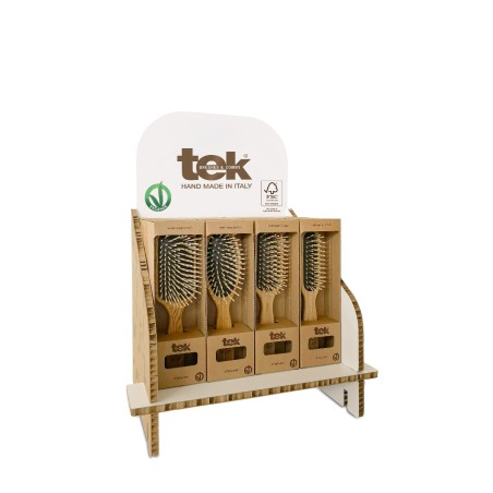 Espositore da Banco con Spazzole in Legno Tek - 24 Pezzi