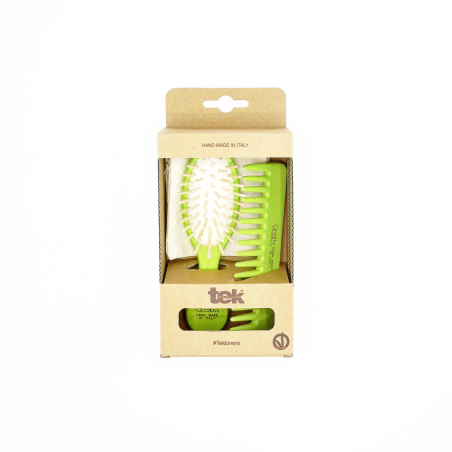 Kit da borsetta: Spazzola Ovale e Pettine Lime con custodia in cotone