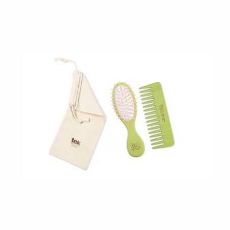 Kit da borsetta: Spazzola Ovale e Pettine Lime con custodia in cotone