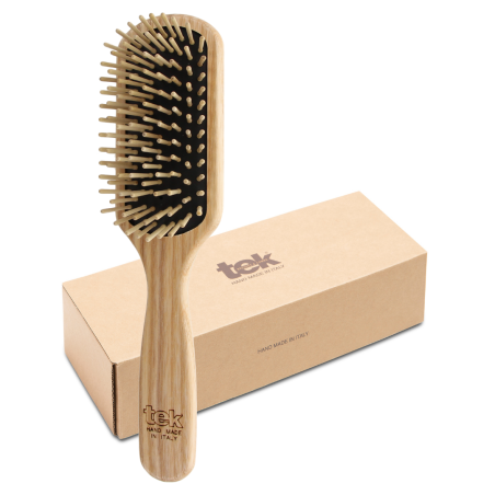 Spazzola Rettangolare Media Denti Corti in Legno di Carpine | Capelli Corti e Medi