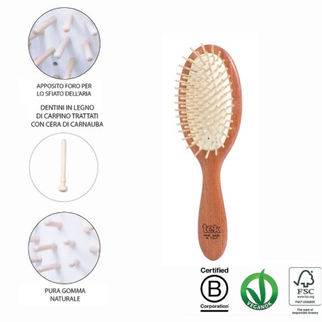 Spazzola Ovale Mogano con Dente Corto