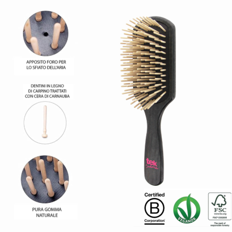 Spazzola Rettangolare Grande Nera con Dente Lungo