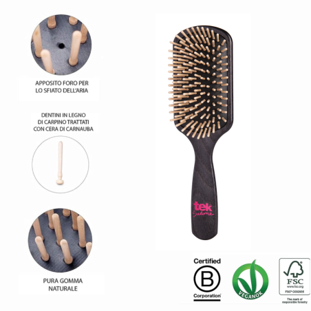 Spazzola Rettangolare Grande Nera con Dente Corto