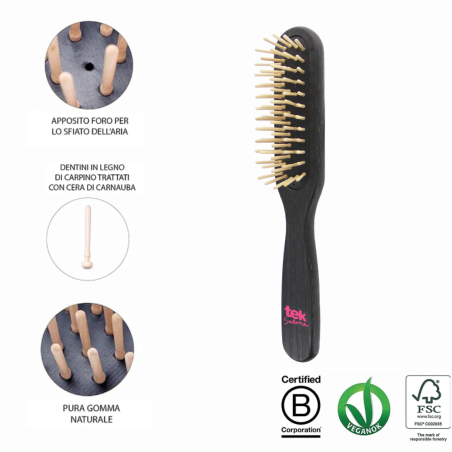 Spazzola Rettangolare Nera con Dente Corto